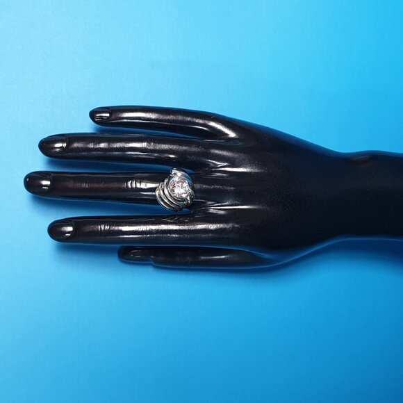 Bold Vintage Sterling Silver Cubic Zirconia Statement Ring – Size 7 - Picture 14 of 14